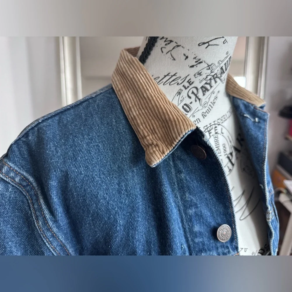 vintage 80s 90s ralph lauren western denim corduroy collar jean jacket - Picture 3 of 13